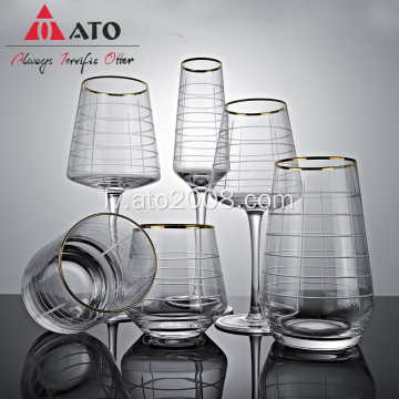 Dzidrs horizontālās svītras dizains stikla vīna glāze
